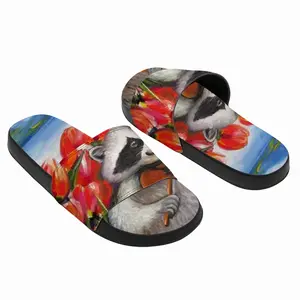 Men Raccoon Celebrating Spring Slip On Slippers