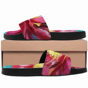 Men Bright Pink Peony Flower Acrylic Slip On Slippers