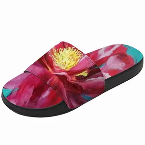 Men Bright Pink Peony Flower Acrylic Slip On Slippers