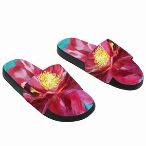 Men Bright Pink Peony Flower Acrylic Slip On Slippers