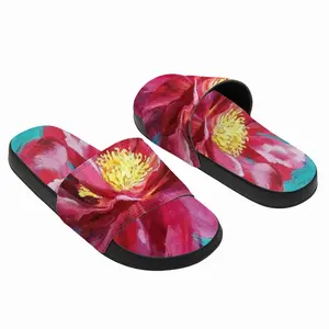 Men Bright Pink Peony Flower Acrylic Slip On Slippers