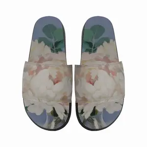 Men Peonies On Blue Slip On Slippers