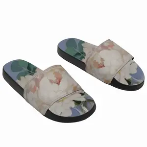 Men Peonies On Blue Slip On Slippers