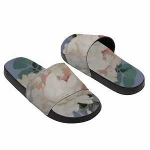 Men Peonies On Blue Slip On Slippers