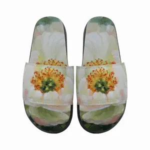 Men White Peony Slip On Slippers