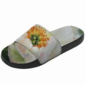 Men White Peony Slip On Slippers