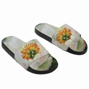 Men White Peony Slip On Slippers