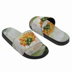 Men White Peony Slip On Slippers