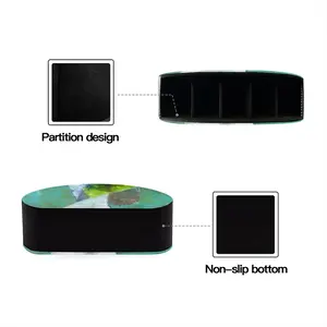 Green And Blue With Black And White Office Storage Box (Leather)