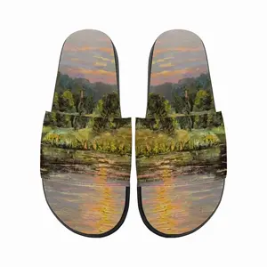 Men Sunset Pond With Sun Reflection Landscape Slip On Slippers