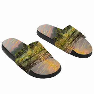 Men Sunset Pond With Sun Reflection Landscape Slip On Slippers