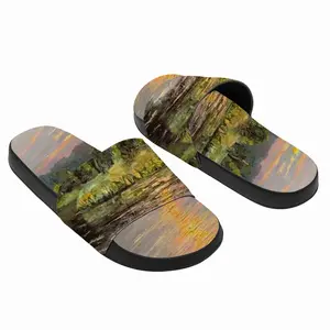 Men Sunset Pond With Sun Reflection Landscape Slip On Slippers