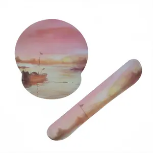 The Boat And Sunset Keyboard Mouse Pad (Wrist Rest)