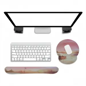 The Boat And Sunset Keyboard Mouse Pad (Wrist Rest)