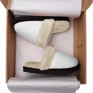 Men White Fuzzy Slippers