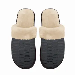 Men Black Fuzzy Slippers