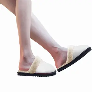 Men White Fuzzy Slippers