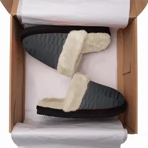 Men Black Fuzzy Slippers