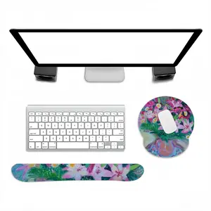 Lilies On White Keyboard Mouse Pad (Wrist Rest)