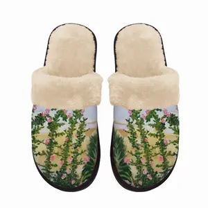 Men Roses Fuzzy Slippers