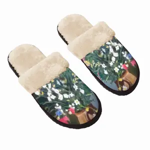 Men Flowers Fuzzy Slippers