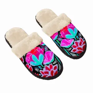 Men Pink Tulips Fuzzy Slippers