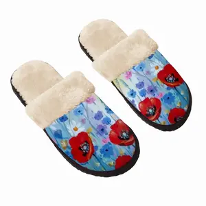 Men Three Poppies Fuzzy Slippers