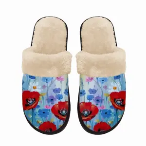 Men Three Poppies Fuzzy Slippers