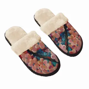 Men Apple Tree Blossom Fuzzy Slippers