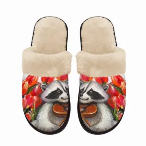 Men Raccoon Celebrating Spring Fuzzy Slippers