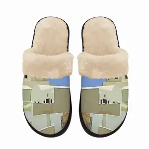 Men Santorini Oia Church Fuzzy Slippers