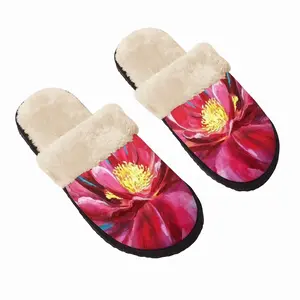 Men Bright Pink Peony Flower Acrylic Fuzzy Slippers