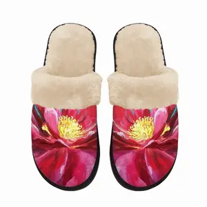 Men Bright Pink Peony Flower Acrylic Fuzzy Slippers