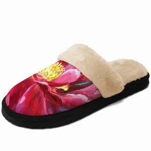 Men Bright Pink Peony Flower Acrylic Fuzzy Slippers