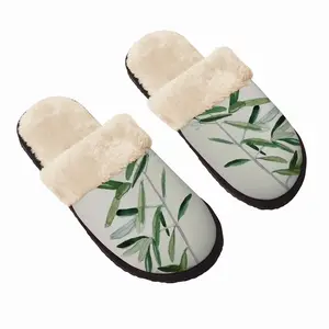 Men Olive Branch Fuzzy Slippers