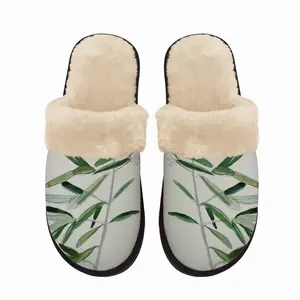 Men Olive Branch Fuzzy Slippers