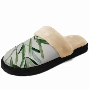 Men Olive Branch Fuzzy Slippers