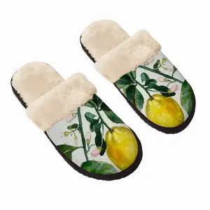 Men Lemon Branch Fuzzy Slippers