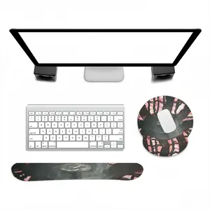 Black Web Keyboard Mouse Pad (Wrist Rest)