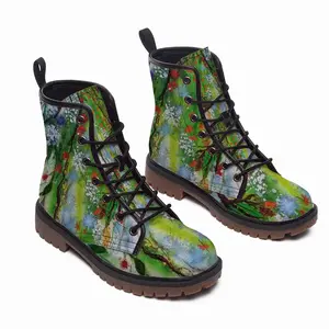 Men Flowers Along The Road Leather Work Boots