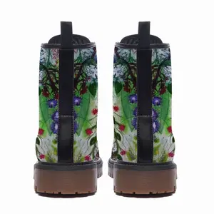 Men Flowers Along The Road Leather Work Boots