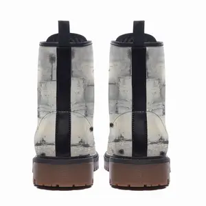 Men White Morocco Leather Work Boots