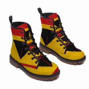 Men Pubic Flag Spain Leather Work Boots