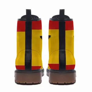 Men Pubic Flag Spain Leather Work Boots