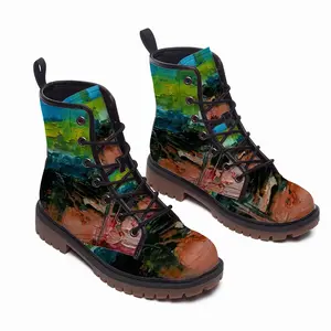 Men Colored Abstract Leather Work Boots