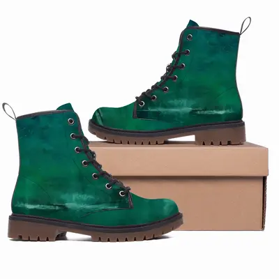 Men Imaginary Landscape In The Green Garden Leather Work Boots