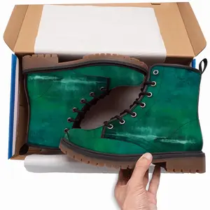 Men Imaginary Landscape In The Green Garden Leather Work Boots