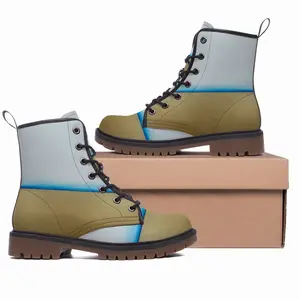 Men Blue Line With Gold Leather Work Boots