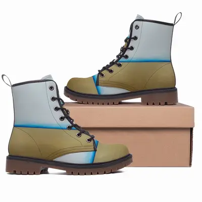 Men Blue Line With Gold Leather Work Boots