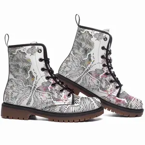 Men Butterflies Explosion Of Love Leather Work Boots